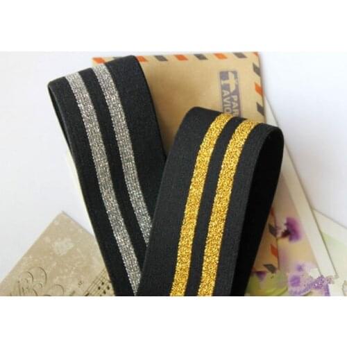 Silver Black Garment Sewing Accessories Crochet Elastic Webbing Band 3.8cm wide