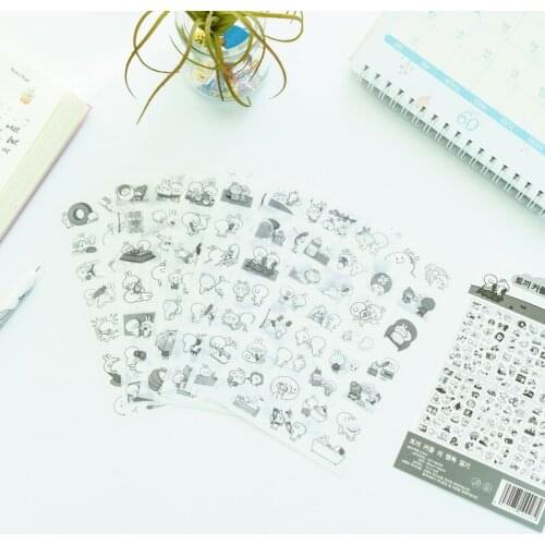 6pcs/lot Crazy black white rabbit PVC Sticker for DIY Scrapbooking Diary Phone Sticker Products Design Paster Kawaii Stationary