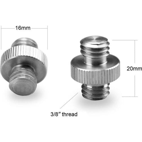 Double Head Stud Adapter 3/8" Male to 3/8" Male Thread Screw for Flash Mount Holder Stand (2pcs Pack)