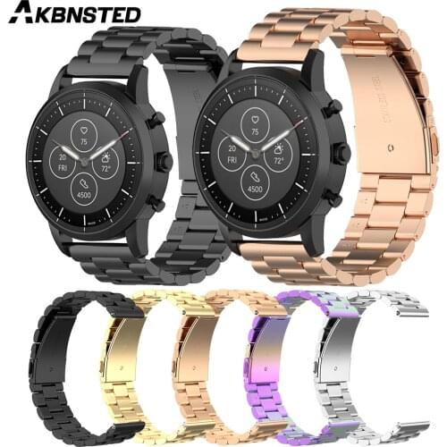 AKBNSTED 20 22MM Stainless Steel Metal Watch Strap For Fossil Gen 5 Carlyle/Huami Amazfit GTR/GTS/Bip/Garmin Venu/Venu SQ Watch