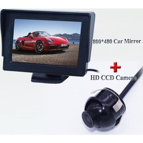 Free Shipping Universal 4.3Inch Digital Screen LCD Car Mirror Monitor With Parking 360 Degree Backup Rear View Camera Reversing