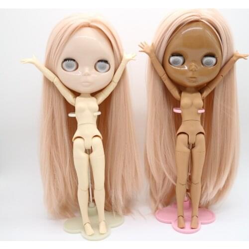 Without eyes chips joint body Nude blyth doll pink hair for DIY 20171012