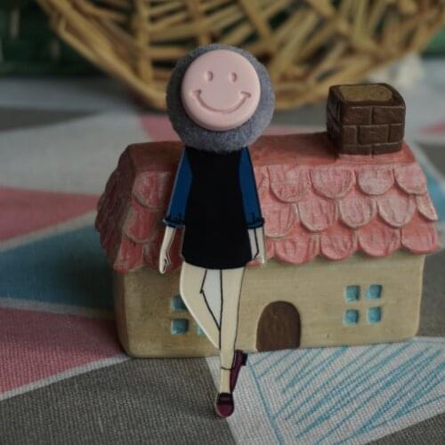 Woman smile face Brooches Cute lovely Cartoon Brooch pins Fashion Jewelry Accessories Drop-Shipping
