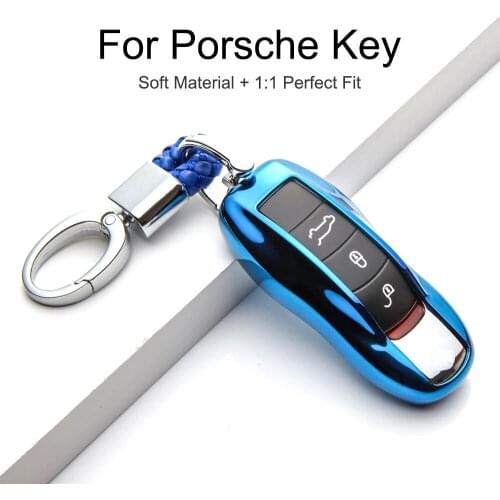 Car Key Case Cover Pendant Soft TPU for Porsche 996 997 Macan Cayenne 955 958 Panamera Car Accessories Keyring Chain Styling