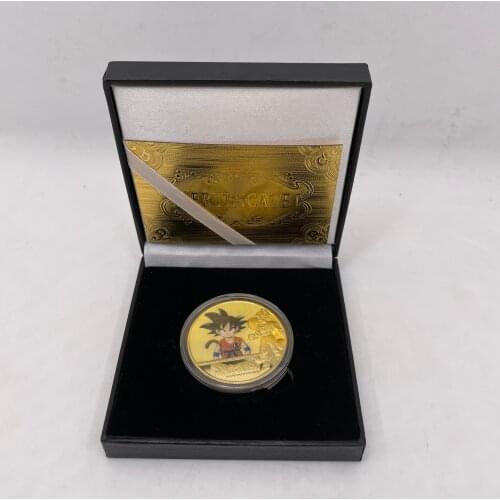 DBZ01 Anime Son-Goku-Bejita-Bulma-Torankusu-Kuririn Gold Color Plated Coin with Nice Box for Collection and Gifts