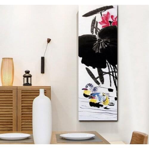 DIY colorings pictures by numbers with Qi baishis mandarin duck picture drawing Relief painting by numbers framed Home