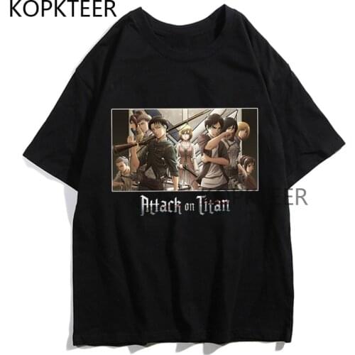 Attack on Titan Japanese Anime Tshirt Eren Yeager Mikasa Armin Arlert Manga Print Tops Men Women Harajuku Ulzzang Summer T-Shirt