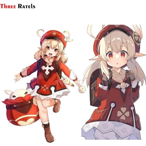 Three Ratels A155 Hot Anime Game Genshin Impact Sticker For Klee Fuel Tank Cap&Rearview Mirror Waterproof Decal Car Accessories