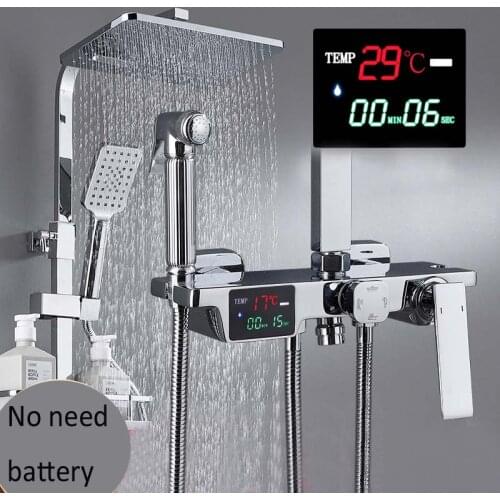 Chrome shower set thermostatic shower mixer Brass faucet body copper casting faucet nozzle