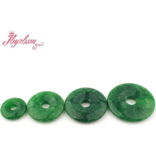35 40 45mm Ring Donut Round Smooth Green Jades Pendant Stone Beads 1 Pcs,For DIY Necklace Pandant Jewelry Making,Free Shipping