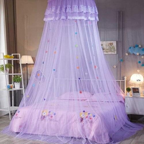 Kids bed curtain Lace Mosquito Net Round Princess Girl Mosquito Netting bed curtaincover Hung Dome bed Canopy Curtain Nursery Q