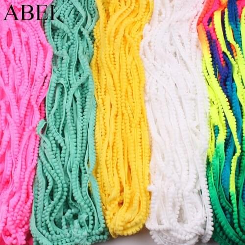 5Yards 12mm Clothing Lace Fabric Pom pom Trims Sewing Accessories Pompom Ball Fringe lace Ribbon Handmade Craft Fabric Material