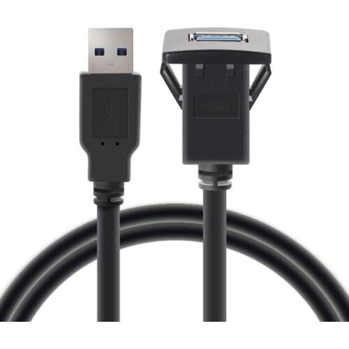 USB3.0 Square Flush Mount Cable 1M 3ft USB 3.0 Extension Mount Dash Flush Mount Panel Mount Cable for Car Boat Motorcycle