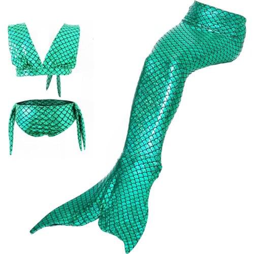 Summer Children Swimming Dress 3 Pieces Swimwear Bathing Suits Baby Girls Cosplay Costume Can Install Fins Kids Beachwear 3-8 Y