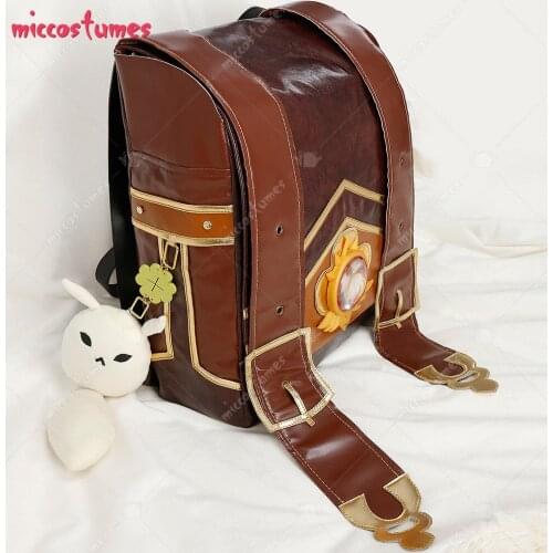 Genshin Impact Klee Cute Brown PU Leather Bag Backpack with Accessory