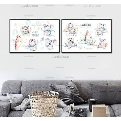 Cartoon Figure Animal Canvas Painting Wall Picture Abstract Flower Poster and Prints Child Room Living Room Modern Home Decor
