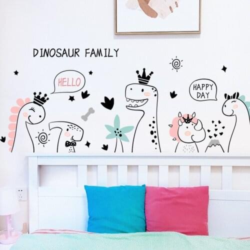 Dinosaur Wall Stickers Childrens Room Bedroom Baby Bedside Wall Decoration Creative Skirting Line Self Adhesive Wallpaper