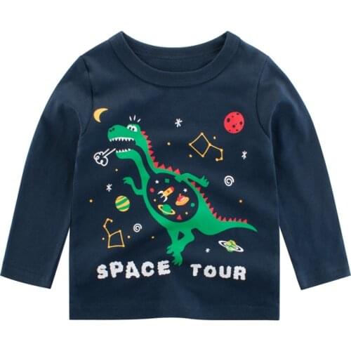New Fashion 2020 Spring And Autumn Kids Boys Clothes Dinosaur Pattern Clothes T-shirt Long-sleeved O-neck Baby Boys Clothes