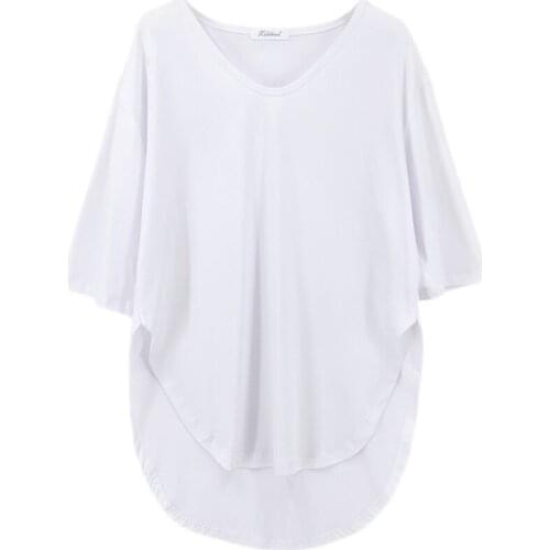 2021 summer new style, short front and long back, loose and thin, all-match short-sleeved T-shirt bottoming shirt women