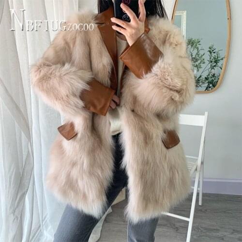 Winter New Faux Fox Fur Women Coat Korean Fashion Slim Female Jacket Overcoat