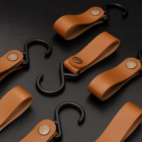 Outdoor PU Leather Hook Camping Tripod Clothes Storage Keychain Hanger Hook Portable Hiking Hanger Hook Camping Supplies