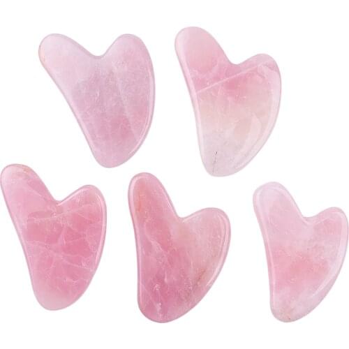 Ice Rose Quartz Guasha Plate Face Massager Natural Jade Gua Sha Stone Board Massage Scrapers Tools For Face Neck Back Body #V-4
