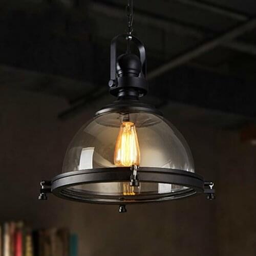 Retro Iron Pot Cover Home Decor Pendant Lamp Morden LivingRoom Glass Pendant Bar Cafe Clothing Store Light Kitchen Hanging Light