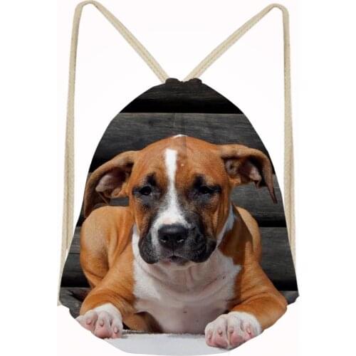 Noisydesigns Staffordshire Terrier Dog Lover Casual Men Shoulder Bag Small Travel Mochila Drawstring Bag Boys Girls