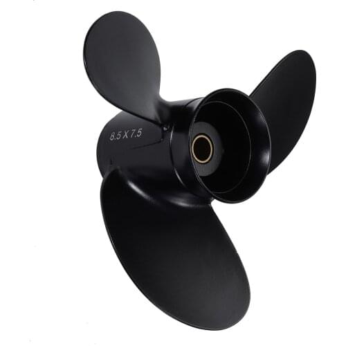 3B2-64515-0 8.5 x 7.5 Outboard Propeller For Tohatsu/Nissan/Mercury 8-9.8HP Aluminum Alloy Black 12 Spline Tooth 3 Blades