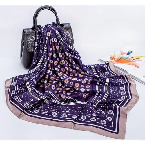 Simple and Fashionable Polka Dot Silk Scarf Simulation Silk Satin Large Square New Muslim Headscarf In Spring and Summer 2021