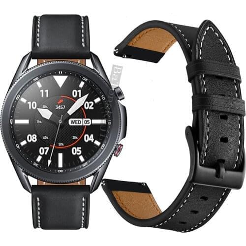 Genuine Leather Band For Samsung Galaxy Watch 3 45mm 41mm Official Leather Watch Strap For Galaxy Watch 45mm 41mm Classic Buckle