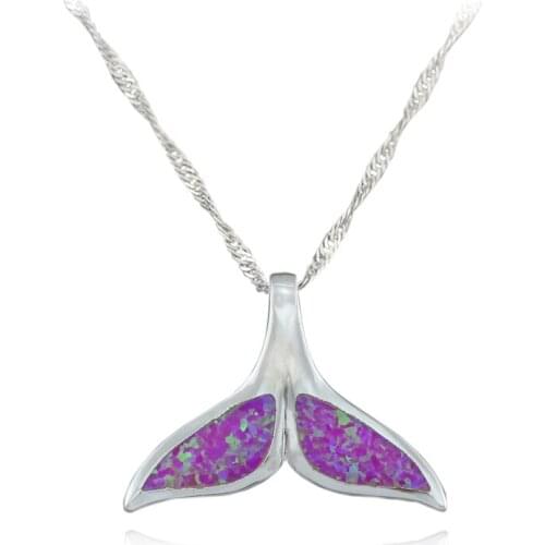 Wholesale Retail Blue/Green/White/Pink/Brown Fire Opal Whale Tail Pendant for Women OP326
