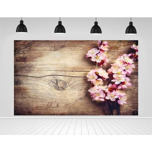 Scopiso Planks Backdrops Brown Wooden Board and Pink Flowers Photographic Photo Studio Decoration Props Photography Backgrounds