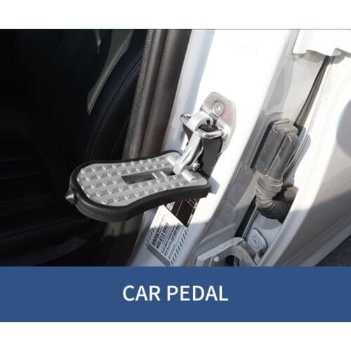 Universal Foldable Car Door Step Pedal Universal Auto Rooftop Luggage Ladder Hooked Foot Pegs Doorstep Safety Hammer