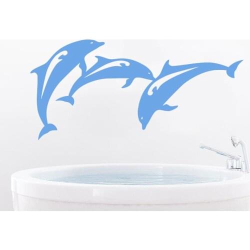 Ocean Sea Animal Wall Stickers For Kids Rooms Dolphins Pattern Bathroom Vinyl Wall Decal Waterproof Cute Home Decor Mural SYY845