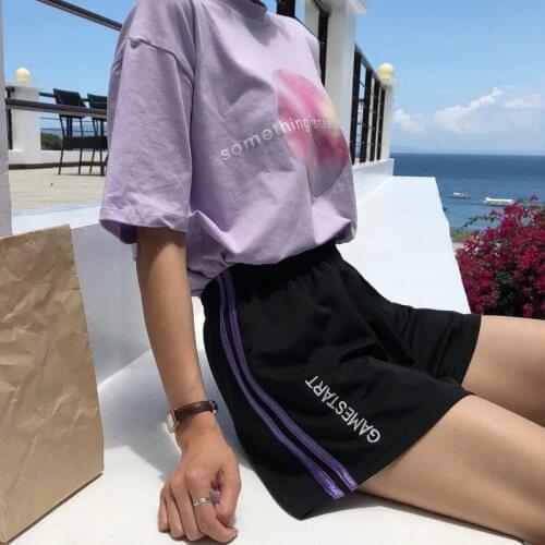Summer vintage track shorts women vetement femme loose high waist pantalones cortos mujer wild Harajuku biker spodenki damskie