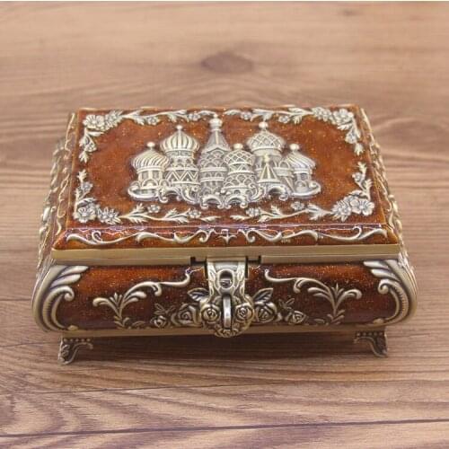 Europe castle carving metal jewelry storage box jewelry organizer case Ring earrings desktop cosmetic table deocration box Z124