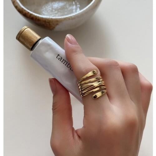 SHANICE 925 Sterling Silver Open Ring Exaggerated Irregular Geometric Ring For Women Multi-layer winding Jewelry Finger Gift