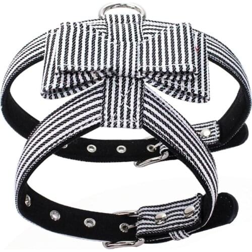 Striped Pattern Dog Vest Harness Check Pattern Puppy Collar Cat Leash Quick Release Doggie Microfiber Lead