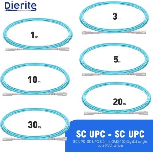 1Pcs 30m SC UPC TO SC UPC OM3-150 Fiber Optic Patch Cable Multimode Simplex Jumper Patch Cord 3.0mm Stable Signal Transmission