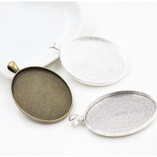 5pcs 30x40mm Inner Size Bright Silver Plated Antique Silver Plated Bronze Classic Style Cabochon Base Setting Charms Pendant