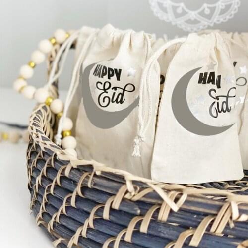 5pcs Moon stars happy Eid candy gift bags Al-Adha Muslim Islamic Ramadan Mubarak Kareem festival decoration supplies present