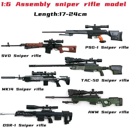 6 Styles 1/6 Sniper Rifle Model Toy Soldier Arms Military Assembly Gun Model AWM MK14 Assault Rifle Toys