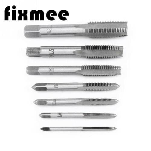 7x M3/M4/M5/M6/M8/M10/M12 HSS Hand Screw Machine Thread Straight Metric Plug Tap