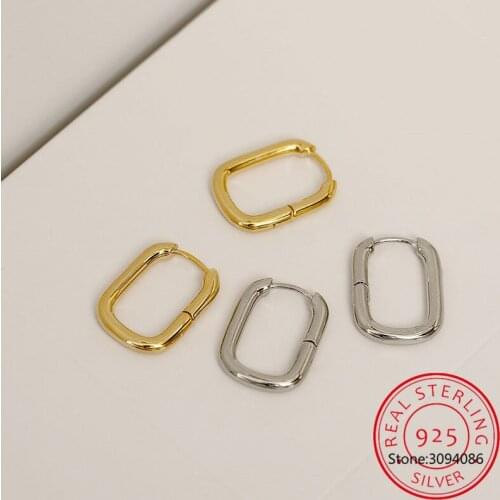 925 Sterling Silver Geometric Oval Small Hoop Earrings For Women Prevent Allergy Earrings With S925 Stamp Gift S-E1082