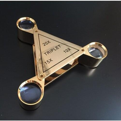Free Shipping Jewelry Tools High Quality 10X 15X 20X Triangle Triplet Eye Loupes Gem Loupes 1pcs/lot