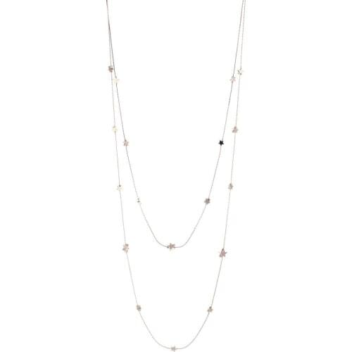 Fashion Alloy Long Double Layers Chain Necklace Glod Color Star Charm Pendant Necklace For Women Statement Jewelry Birthday Gift