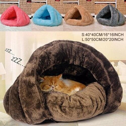 Pet Dog Cat Cave Cages Bed Basket House Kitten Soft Cozy Indoor Cushion Kennel Cages