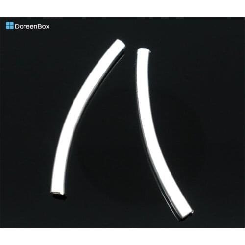 Doreen Box hot- 100 SP Smooth Curve Tube Spacer Beads 2.5x30mm (B06462)
