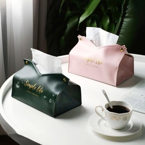 HOT PU Tissue Holder Dispenser Soft Napkins Paper Tissue Box with Large Open Button Closure Easy Access for Home Car